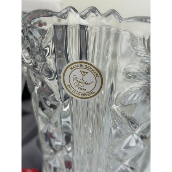 Vintage Anna Hutte Bleikristall Crystal Clear Studios Vase Dorsette Germany Rose - Picture 9 of 16